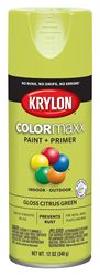 Krylon K05512007 Enamel Spray Paint, Gloss, Citrus Green, 12 oz, Can