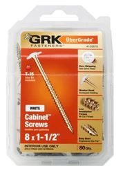 GRK Fasteners 120670 Cabinet Screw, 1-1/2 in L, Washer Head, Star Drive, Zip-Tip Point, Steel, Powder-Coated, 80 PK