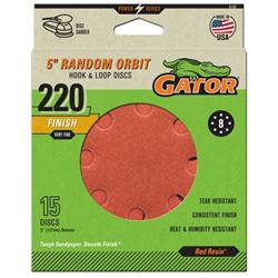 Gator 4140 Sanding Disc, 5 in Dia, 220 Grit, Extra Fine, Aluminum Oxide Abrasive, Vented