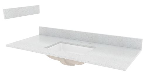 Craft + Main STE49228SWR Vanity Top, 49 in OAL, 22 in OAW, Stone/Vitreous China, Silver Crystal White, Undermount Sink