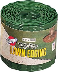 Warps Easy-Edge LE-620-G Lawn Edging, 20 ft L, 6 in H, Plastic, Green