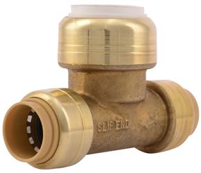 SharkBite UIP363A Transition Pipe Tee, 1/2 in, Push-to-Connect, DZR Brass, 200 psi Pressure