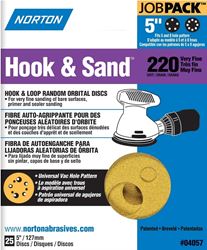 Norton 04057 Sanding Disc, 5 in Dia, Coated, P220 Grit, Very Fine, Aluminum Oxide Abrasive, C-Weight Paper Backing