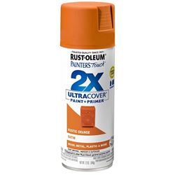 Rust-Oleum Painters Touch 2X Ultra Cover 334089 Spray Paint, Satin, Rustic Orange, 12 oz, Aerosol Can