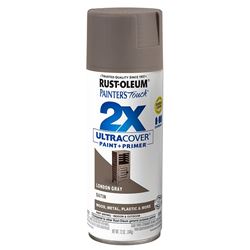 Rust-Oleum Painters Touch 2X Ultra Cover 346953 Spray Paint, Satin, London Gray, 12 oz, Aerosol Can