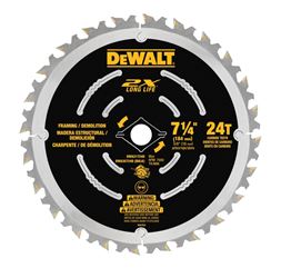 DeWALT DWA35724DB10 Saw Blade, 7-1/4 in Dia, 5/8 in Arbor, 24-Teeth, Carbide Cutting Edge