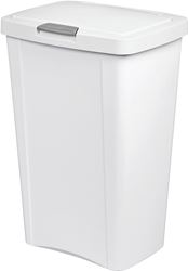 Sterilite TouchTop 10458004 Waste Basket with Latch, 13 gal Capacity, White, 24-3/4 in H, Pack of 4