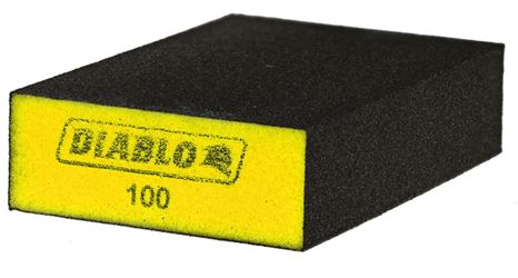 Diablo DFBLBLOFIN04G Sanding Sponge, 5 in L, 3 in W, 100 Grit, Fine, Aluminum Oxide Abrasive, 4/PK