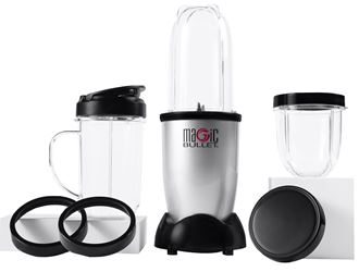 Magic Bullet MBR-1101 Personal Blender and Mixer Set, 0.5 L Bowl, 250 W, 1-Speed, Aluminum, Silver, Plastic Bowl