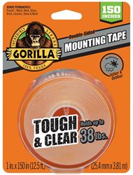 Gorilla TOUGH & CLEAR 6036002 Mounting Tape, 150 in L, 1 in W, Clear