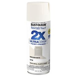 Rust-Oleum Painters Touch 2X Ultra Cover 334071 Spray Paint, Satin, Heirloom White, 12 oz, Aerosol Can