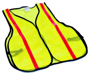Safety Works SWX00354 High-Visibility Safety Vest, One-Size, Polyester, Lime Yellow, Hook-and-Loop