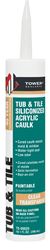 Tower Sealants TUB and TILE TS-00525 Silicone Acrylic Caulk, Clear, 7 to 14 days Curing, 40 to 120 deg F, 10.1 fl-oz, Pack of 12