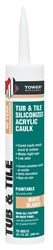 Tower Sealants TS-00515 Tub and Tile Siliconized Acrylic Caulk, White, 7 to 14 days Curing, 40 to 95 deg F, 10.1 fl-oz, Pack of 12