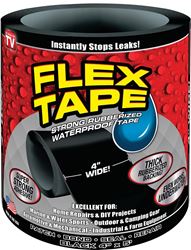 Flex Tape TFSBLKR0405 Tape, 5 ft L, 4 in W, Rubber Backing