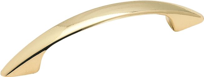 Amerock BP34163 Cabinet Pull, 4-1/16 in L Handle, 3/4 in H Handle, 3/4 in Projection, Zinc, Polished Brass