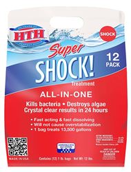 HTH Super Shock 52026 Pool Chemical, 12 lb Bag, Granular, Chlorine, White