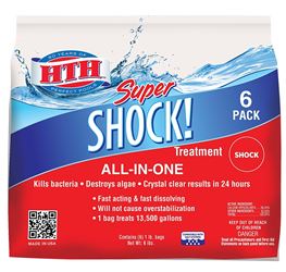 HTH Super Shock 52023 Pool Treatment, Solid, Chlorine-Like, 6 lb, Pack of 6