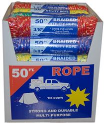 T.W. Evans Cordage 99012 Utility Rope Display, 3/8 in Dia, 50 ft L, Polypropylene