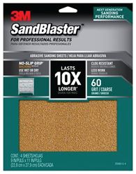 3M SandBlaster Series 20060-G-4 Sandpaper, 11 in L, 9 in W, 60 Grit, Coarse, Synthetic Mineral Abrasive
