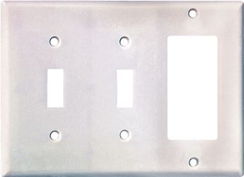 Eaton Wiring Devices 2173W-BOX Combination Wallplate, 4-1/2 in L, 6-3/8 in W, 3 -Gang, Thermoset, White