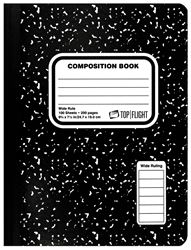 Top Flight MB100 Series 4511923 Marbled Composition Book, 100-Sheet, Sewn Binding, Pack of 6