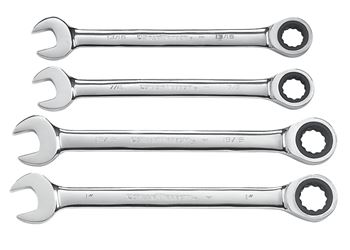 GearWrench 9309D Wrench Set, 4-Piece, Steel, Polished Chrome, Specifications: SAE Measurement