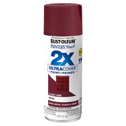 Rust-Oleum Painters Touch 2X Ultra Cover 334062 Spray Paint, Satin, Claret Wine, 12 oz, Aerosol Can