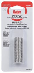 Oatey Safe-Flo 53061 Wire Solder, 1 oz Carded, Solid, Gray/Silver, 415 to 455 deg F Melting Point