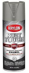 Krylon Rust Tough K09262008 Enamel Spray Paint, Gloss, Classic Gray, 12 oz, Can, Pack of 6