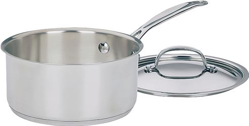 Cuisinart Chefs Classic 719-18 Sauce Pan with Cover, 2 qt Capacity, Aluminum, Polished Mirror, Riveted Handle