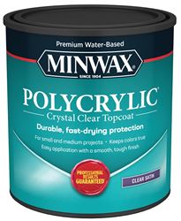 Minwax 63333444 Waterbased Polyurethane, Satin, Liquid, Clear, 1 qt