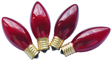 Hometown Holidays 19252 Replacement Bulb, 7 W, Intermediate Lamp Base, Incandescent Lamp, Transparent Red Light