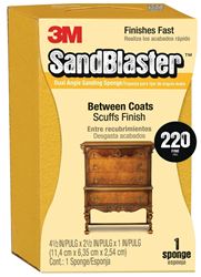 3M SandBlaster 9565 Sanding Sponge, 4-1/2 in L, 2-1/2 in W, 220 Grit, Aluminum Oxide Abrasive