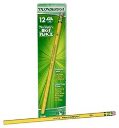 TICONDEROGA 13883 Pencil, Medium Hard Lead, Wood Barrel, Pack of 6