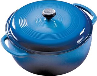 Lodge EC6D33 Dutch Oven, 6 qt Capacity, Cast Iron, Blue, Loop Handle