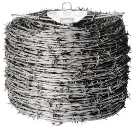 Red Brand 70481 Barbed Wire, 1320 ft L, 12-1/2 Gauge, 5 in Points Spacing, Galvanized Steel