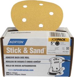 Norton Stick & Sand Series 07660701651 Sanding Disc, 6 in Dia, Coated, 100 Grit, Medium, Aluminum Oxide Abrasive