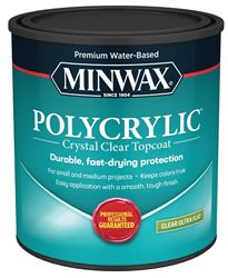 Minwax Polycrylic 611114444 Waterbased Polyurethane, Ultra Flat, Liquid, 1 qt