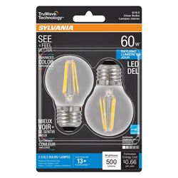 Sylvania Natural 40851 LED Bulb, G16.5 Lamp, 60 W Equivalent, E26 Medium Lamp Base, Dimmable, Clear
