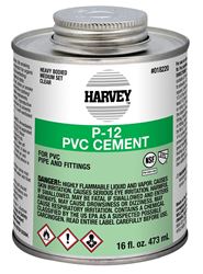 Harvey 018220-12 Solvent Cement, 16 oz Can, Liquid, Clear