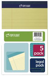 Top Flight 8105/5 Series 4513090 Legal Pad, 8 in L x 5 in W Sheet, 50-Sheet, Canary Yellow Sheet, Pack of 12