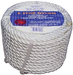 T.W. Evans Cordage 32-003 Rope, 1/2 in Dia, 50 ft L, Nylon, Natural White