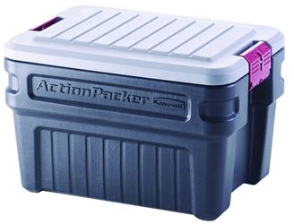 Rubbermaid ActionPacker RMAP240000 Storage Box, Plastic, Black, 26-1/2 in L, 19.3 in W, 17.4 in H, Pack of 4