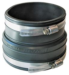 Fernco P1059-44 Flexible Coupling, 4 in, Socket, PVC, Black, SCH 40 Schedule, 4.3 psi Pressure