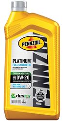 Pennzoil Platinum 550036541 Motor Oil, 0W-20, 32 oz Bottle, Pack of 6