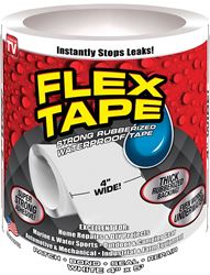 Flex Tape TFSWHTR0405 Tape, 5 ft L, 4 in W, Rubber Backing