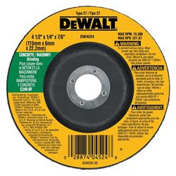 DeWALT DW4524 Grinding Wheel, 4-1/2 in Dia, 1/4 in Thick, 7/8 in Arbor, 24 Grit, Very Coarse