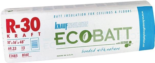 Knauf Insulation B16E R30K Insulation, 48 in L, 16 in W, R30 R-Value, Fiberglass, Natural Brown