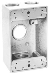 Teddico/Bwf 1504W-1 Outlet Box, 1-Gang, 4-Knockout, 4-1/2 in, Metal, White, Powder-Coated